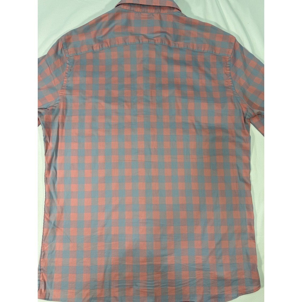 Faherty Brand Mens Short Sleeve Gingham Button Down Shirt Pink Blue Size M - Picture 4 of 7
